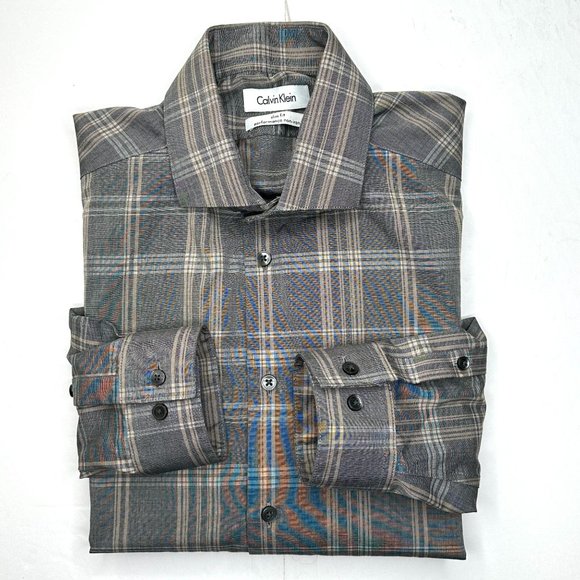 CALVIN KLEIN - Men's long sleeve shirt. Size 15. Slim fit.‎ - Picture 3 of 6